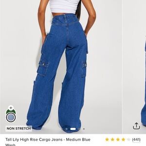 High Rise Blue Cargo Jeans